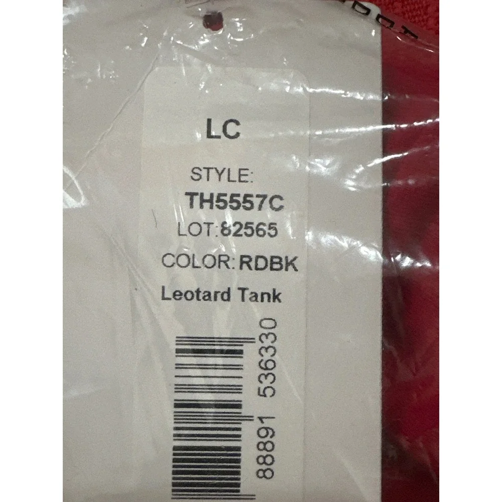 CL Theatricals Red Black Cross Back Tank Leotard Youth LC New